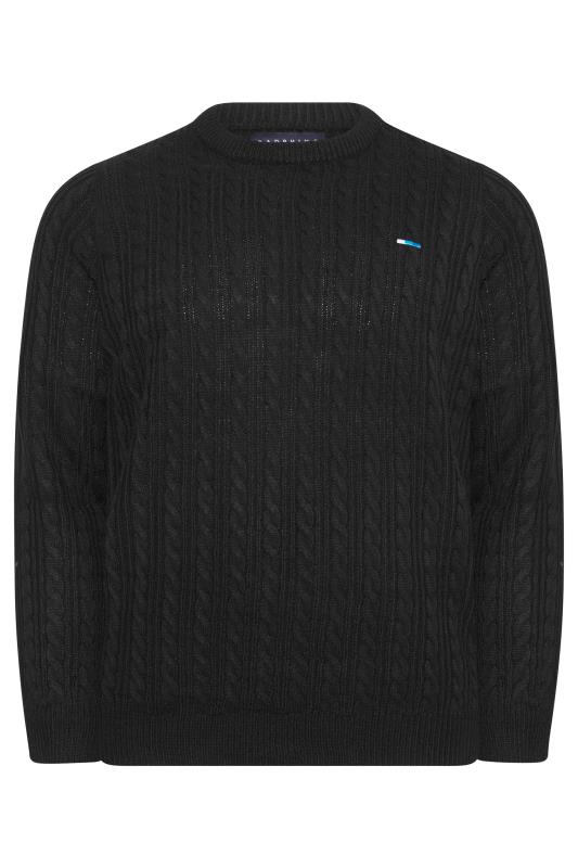 BadRhino Big & Tall Black Essential Cable Knitted Jumper 3