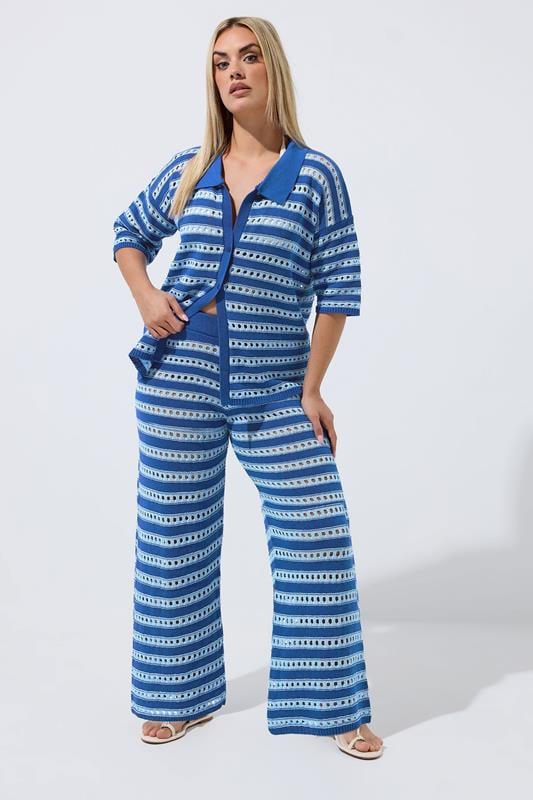  LIMITED COLLECTION pantalones de punto azul a rayas