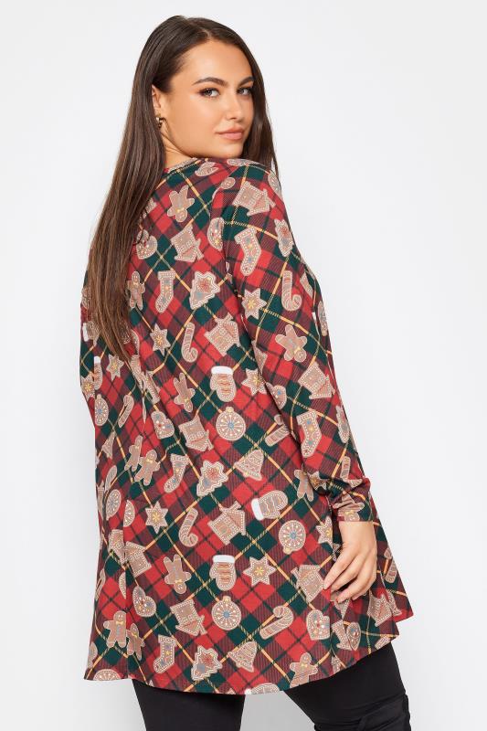 YOURS Plus Size Red Gingerbread Check Print Tunic Top | Yours Clothing 3