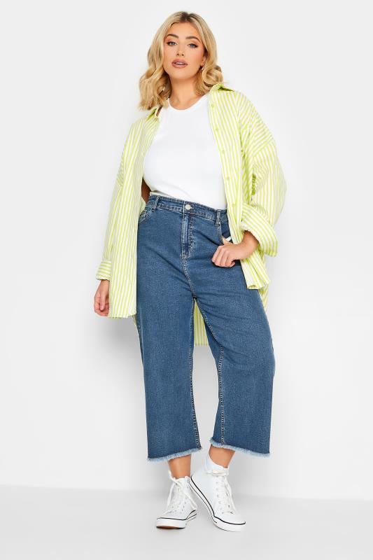 YOURS Plus Size Blue Stretch Cropped Jeans | Yours Clothing  2
