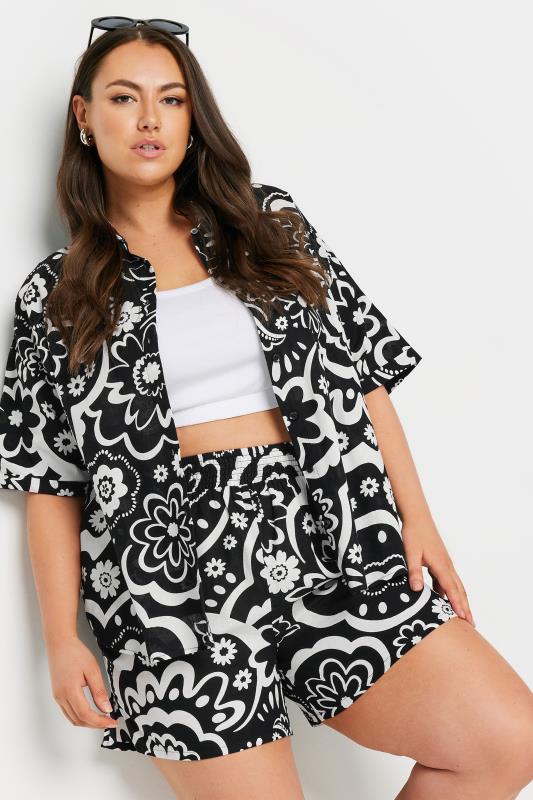 LIMITED COLLECTION Plus Size Black Floral Print Shirt | Yours Clothing 1