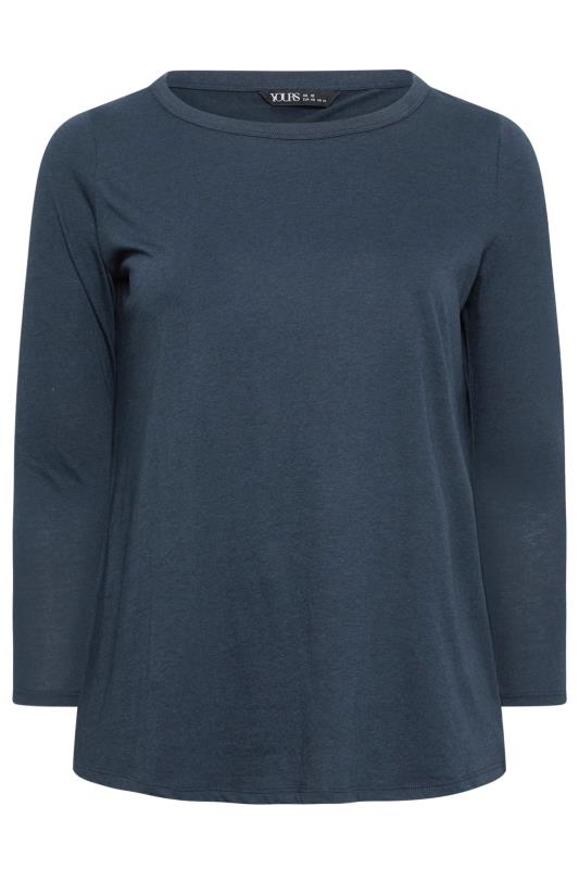 YOURS Plus Size Navy Blue Marl Long Sleeve Top | Yours Clothing 5