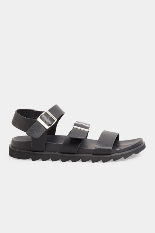 LTS Black Buckle Strap Sandals In Standard D Fit | Long Tall Sally 3
