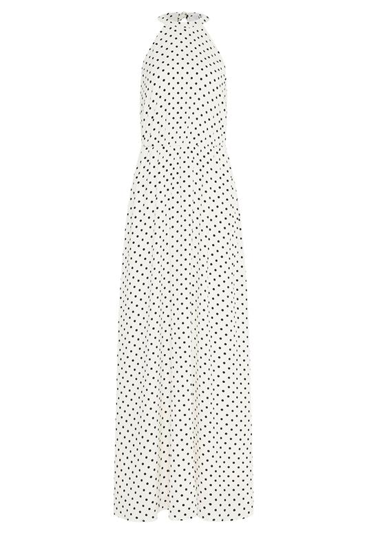 LTS Tall Women's White Satin Polka Dot Halter Neck Dress | Long Tall Sally 6