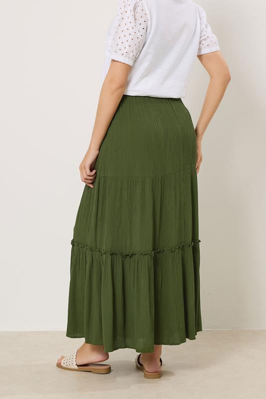 M&Co Khaki Green Crinkle Maxi Skirt | M&Co  2