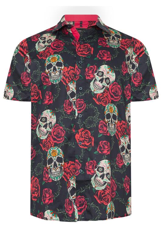 KAM Black Rose & Skull Print Shirt | BadRhino 3
