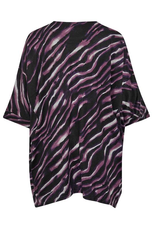 Plus Size Black & Purple Zebra Print Hanky Hem Top | Yours Clothing 8