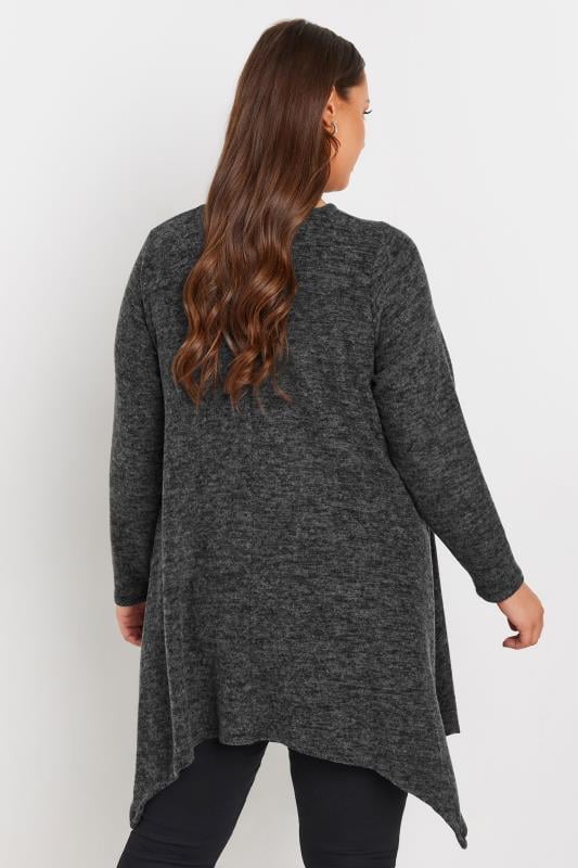 YOURS Plus Size Charcoal Grey Hanky Hem Top | Yours Clothing 3