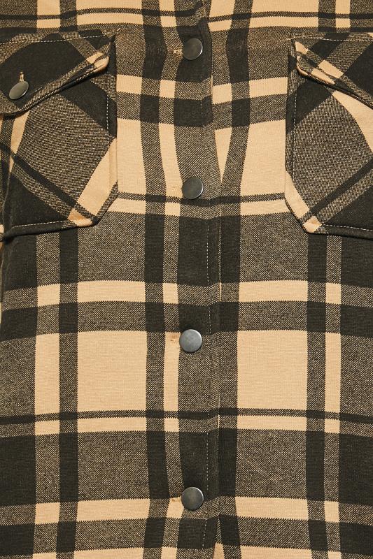 Curve Plus Size Beige Check Shacket  | Yours Clothing 5