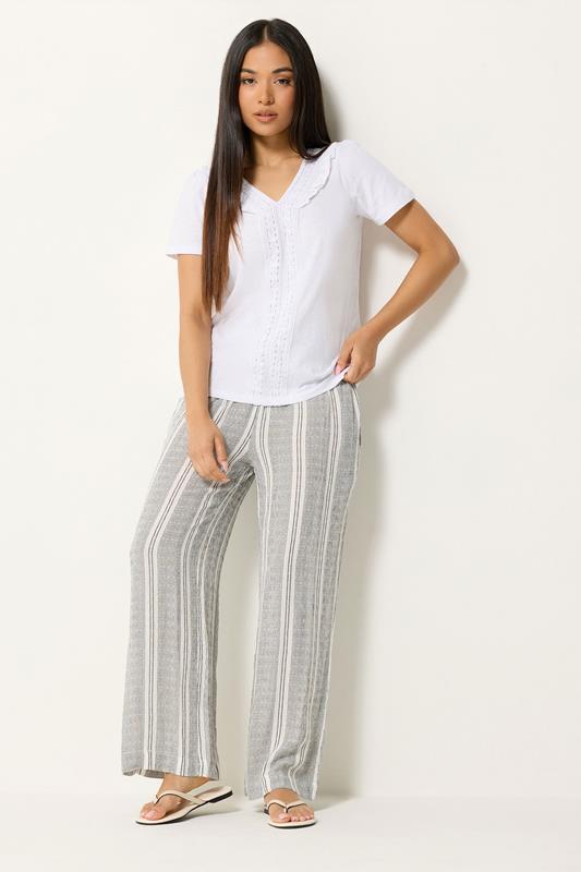 M&Co Petite White Embroidered Trim Cotton Blouse | M&Co 1