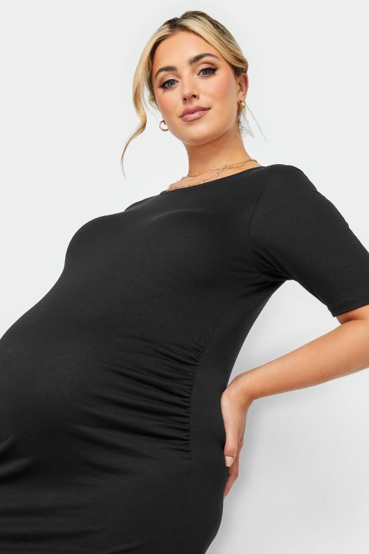 BUMP IT UP MATERNITY Plus Size Black Short Sleeve Midi Dress | Yours Clothing  4