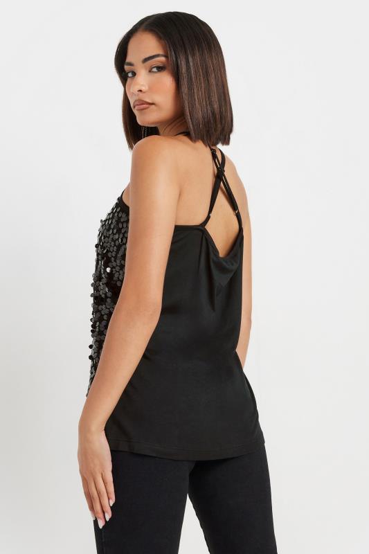 PixieGirl Petite Women's Black Sequin Embellished Cross Back Top | PixieGirl 5