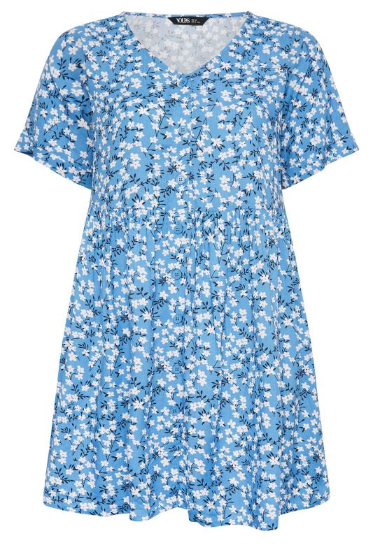 YOURS Plus Size Blue Floral Print Button Through Dress | Yours Clothing 7