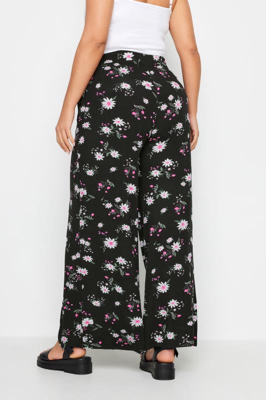 YOURS Plus Size Black Daisy Print Wide Leg Trouser | Yours Clothing 3