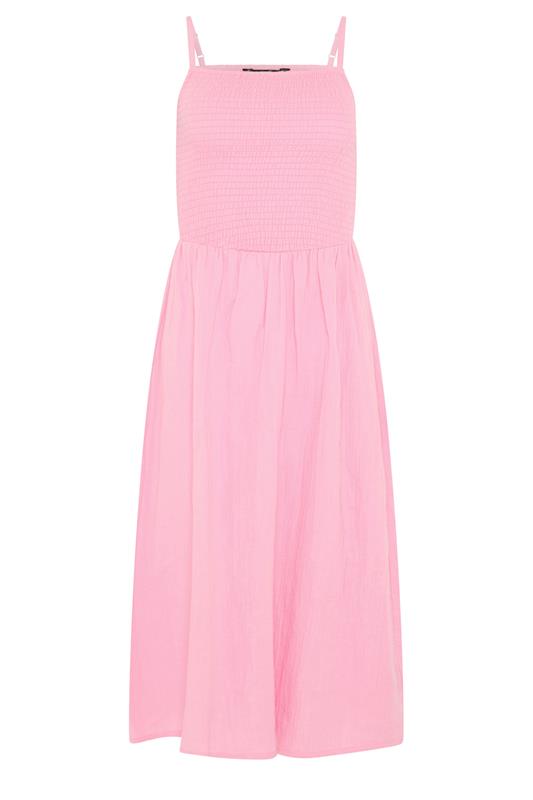 PixieGirl Petite Women's Pink Cotton Cheesecloth Midi Dress | PixieGirl 5
