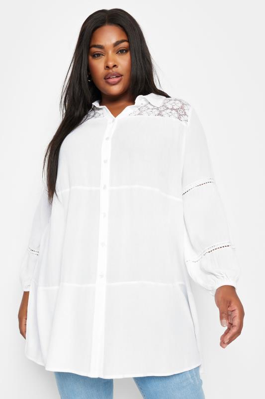 Plus Size  YOURS Curve White Tiered Shirt