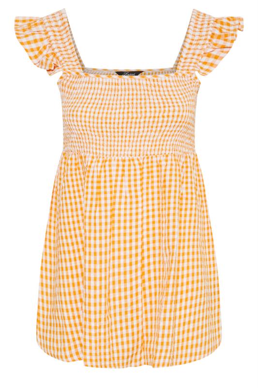 LIMITED COLLECTION Plus Size Yellow Gingham Frill Top | Yours Clothing 7