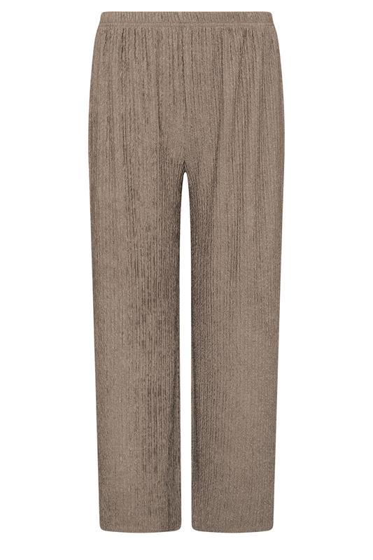 M&Co Petite Mocha Brown Crinkle Wide Leg Trousers | M&Co 6
