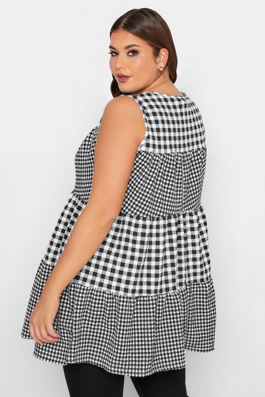 LIMITED COLLECTION Curve Black Contrast Gingham Tiered Vest Top_C.jpg