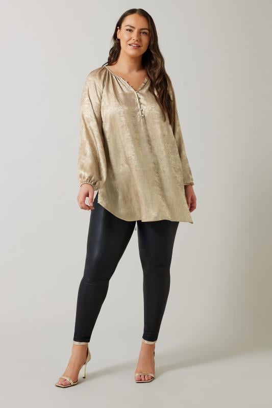 EVANS Plus Size Gold Metallic Long Sleeve Blouse | Evans  3