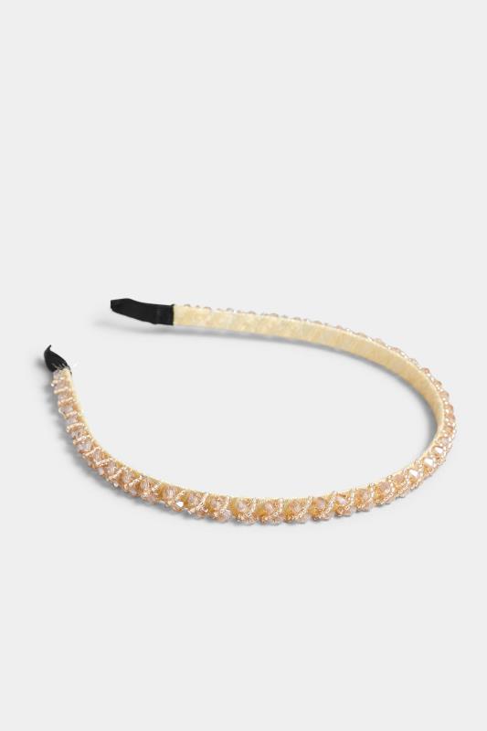 Beige Brown Beaded Thin Headband | Yours Clothing 3