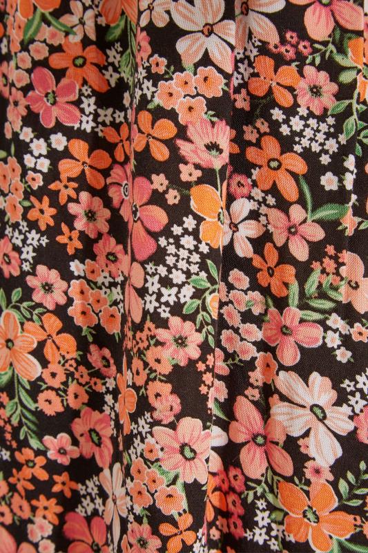 Plus Size Black & Orange Floral Print Culottes | Yours Clothing  4