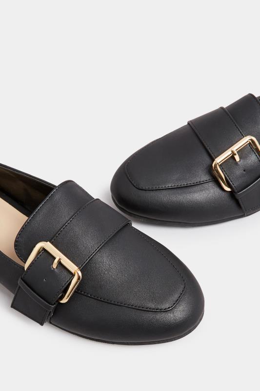 Black Buckle Faux Leather Loafers In Wide E Fit & Extra Wide EEE Fit | Yours Clothing  4