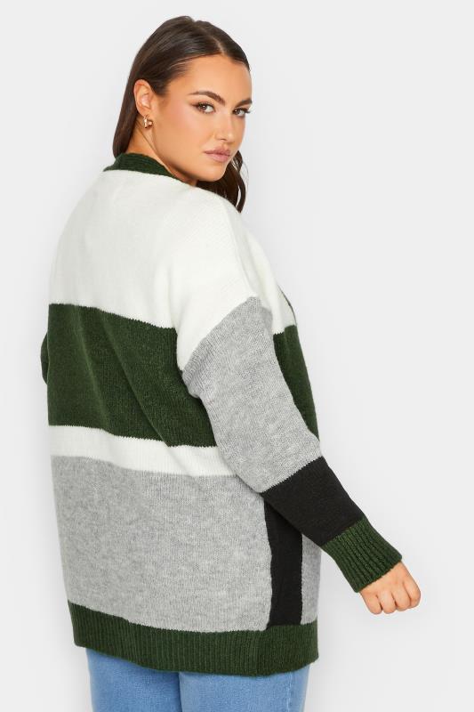 YOURS LUXURY Plus Size Green Colourblock Cardigan | Yours Clothing  4