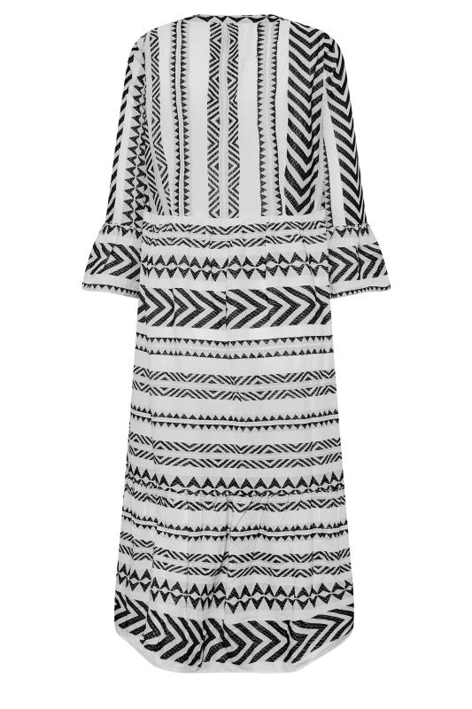 LTS Tall Women's White Aztec Print Smock Midi Dress | Long Talll Sally 7