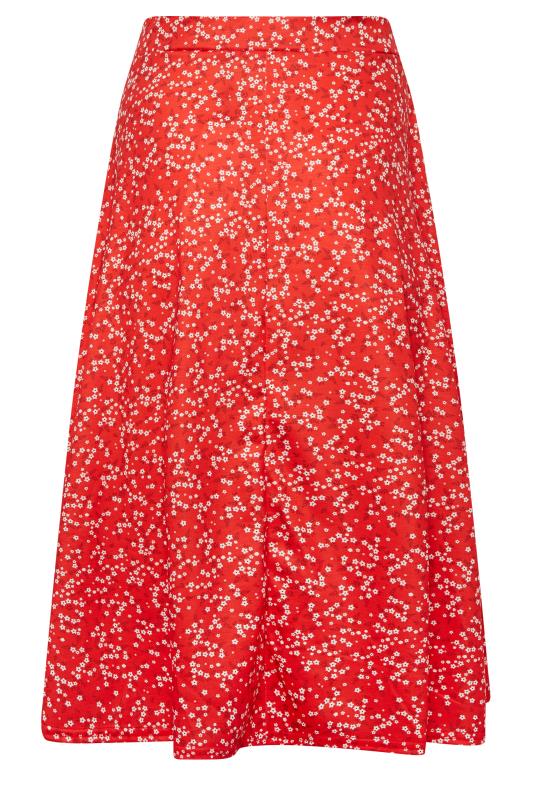 PixieGirl Red Ditsy Floral Midi Skirt | PixieGirl 6