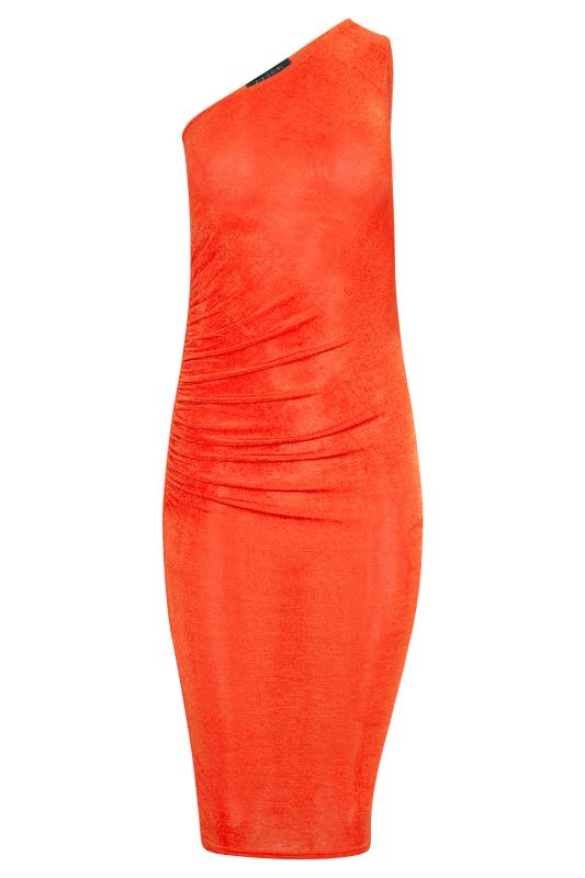Petite Orange Ruched One Shoulder Maxi Dress | PixieGirl 6