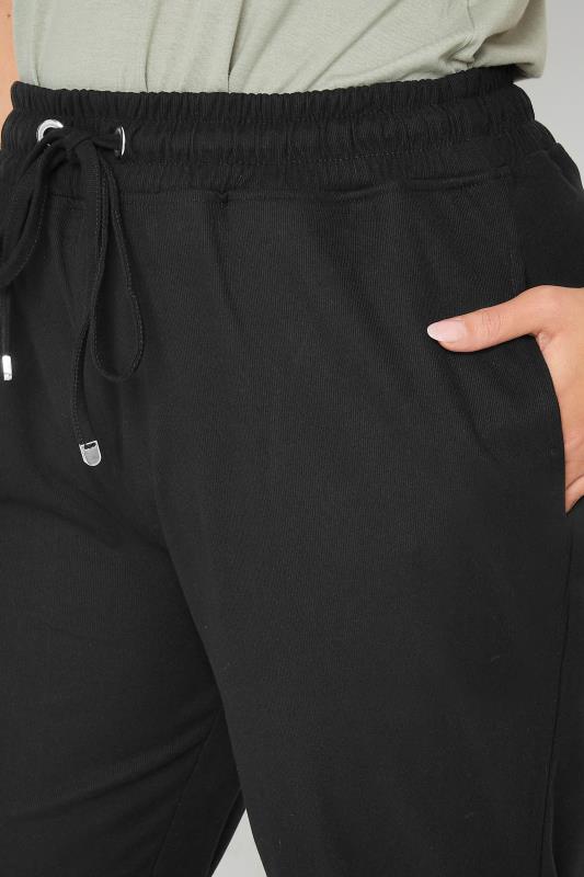 YOURS Plus Size Black Cuffed Elasticated Stretch Joggers | Yours Clothing 4