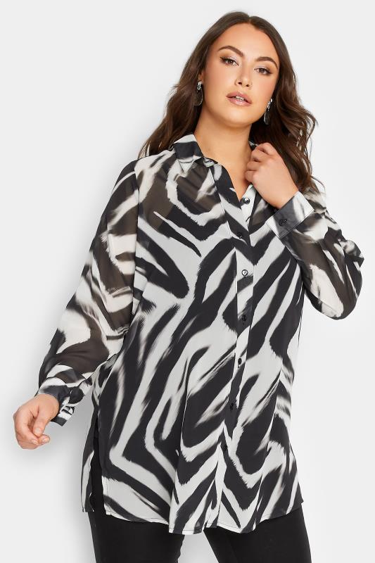 YOURS LONDON Plus Size Black Zebra Print Boyfriend Shirt | Yours Clothing 3