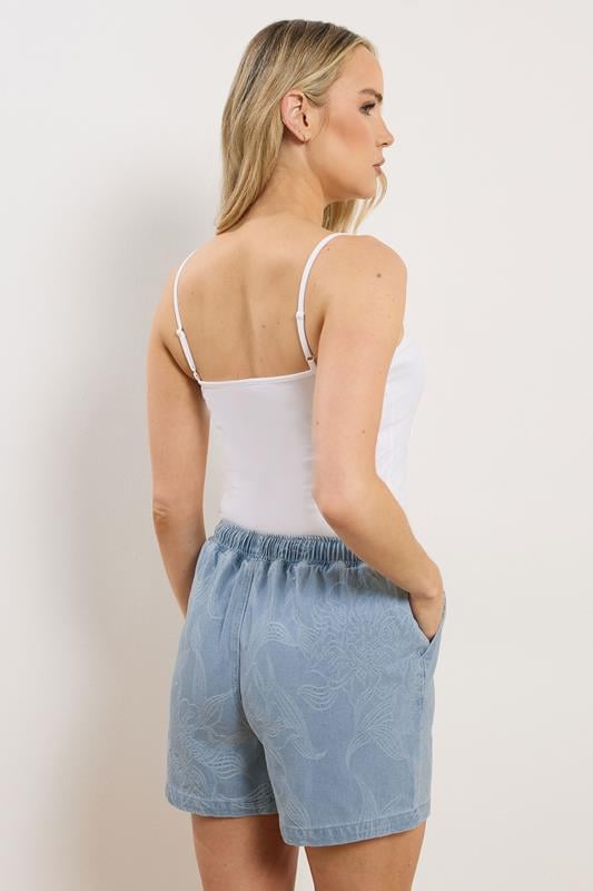 LTS PREMIUM Tall Women's Light Blue Jacquard Cotton Denim Shorts | Long Tall Sally 4