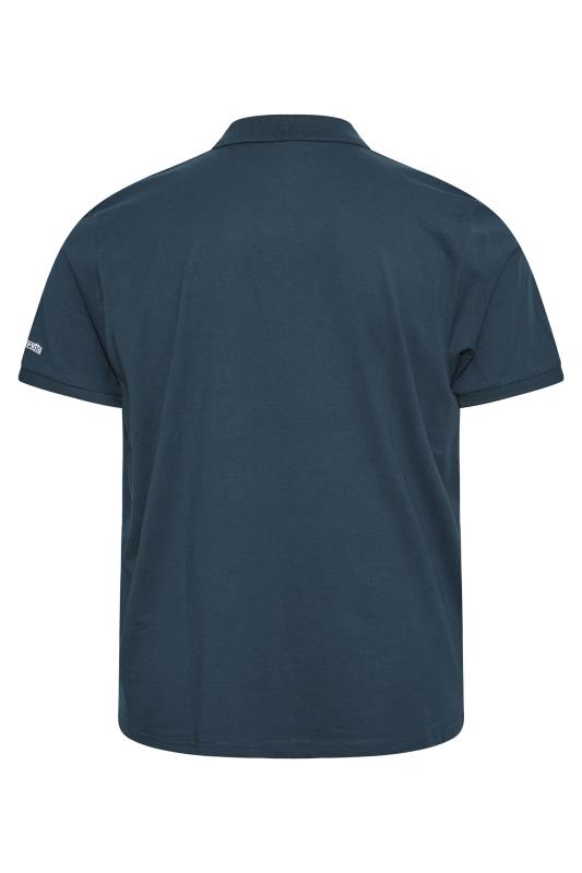 LAMBRETTA Big & Tall Navy Blue Stripe Logo Polo Shirt 4