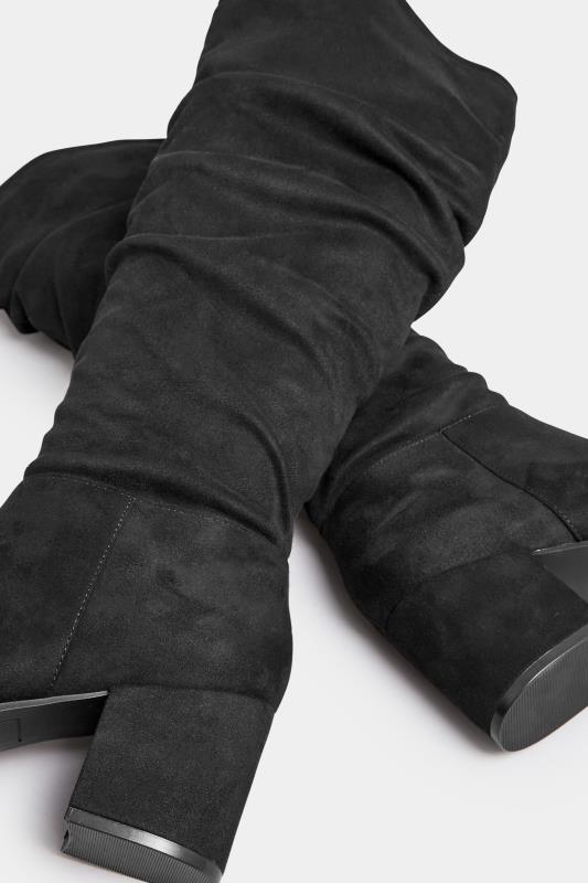 LIMITED COLLECTION Curve Black Slouch Knee High Boots In Extra Wide EEE Fit | Yours Clothing  5