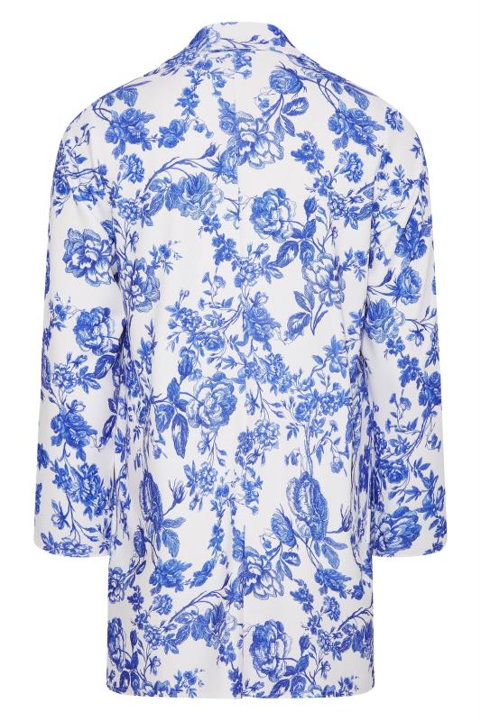 LIMITED COLLECTION Plus Size White & Blue Floral Print Blazer | Yours Clothing 8