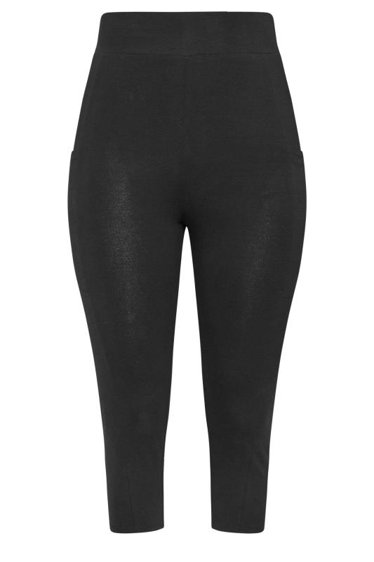 YOURS Plus Size Black Side Pocket Cropped Leggings | Yours Clothing 6