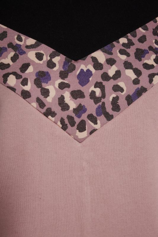Plus Size Curve Black & Pink Leopard Print Colour Block Sweatshirt | Yours Clothing  4