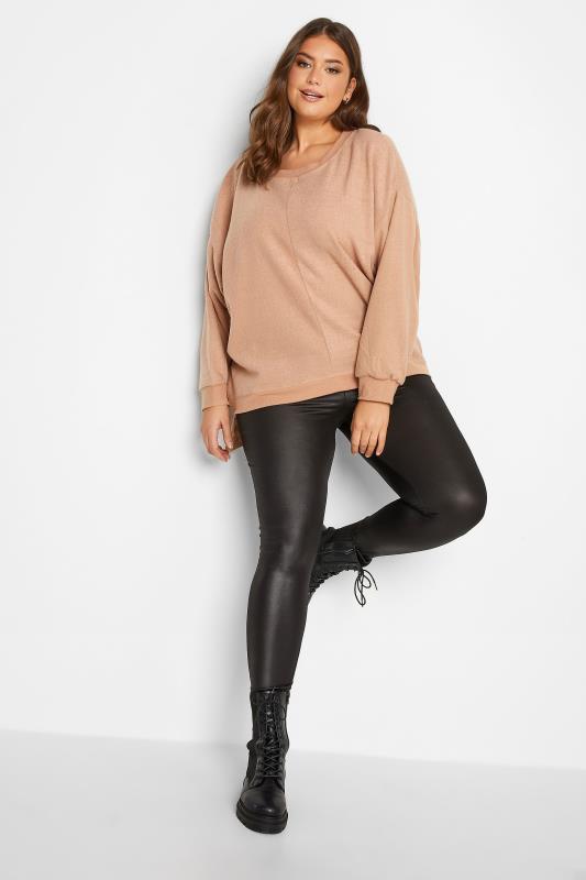 Plus Size Beige Brown Soft Touch Fleece Sweatshirt | Yours Clothing 2