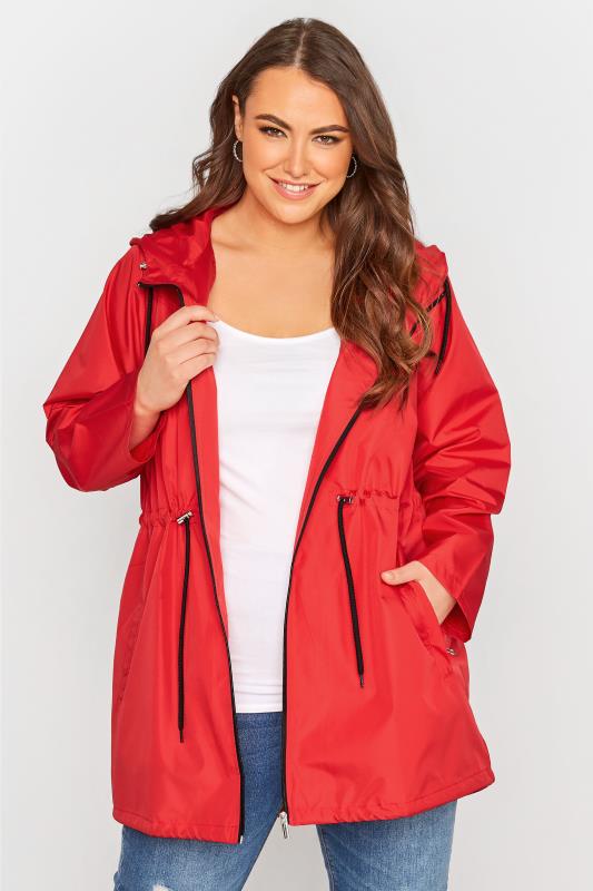 Plus Size Red Pocket Parka | Yours Clothing 1