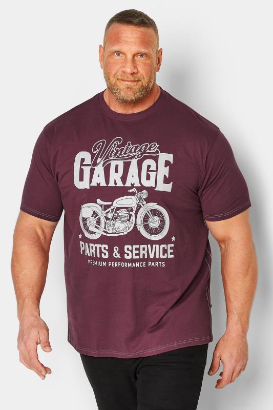 KAM Big & Tall Burgundy Red Vintage Garage Motorcycle T-Shirt | BadRhino 1