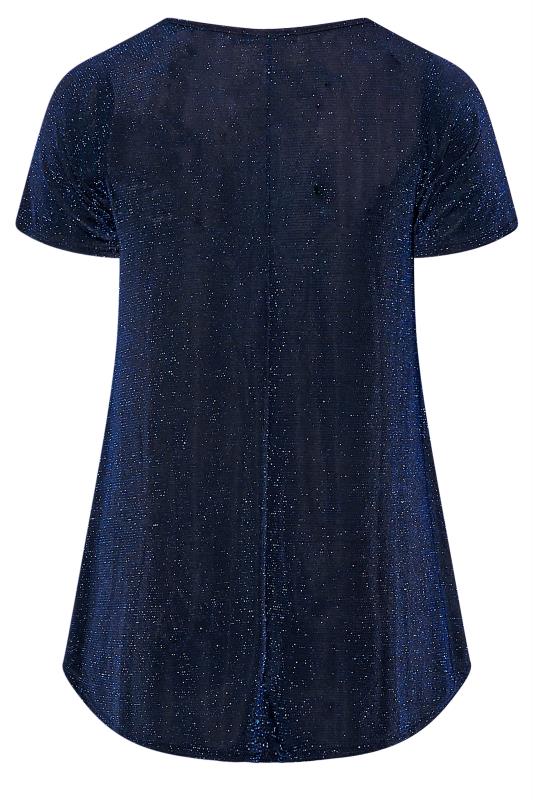 Plus Size YOURS LONDON Cobalt Blue Glitter Swing Top | Yours Clothing 6