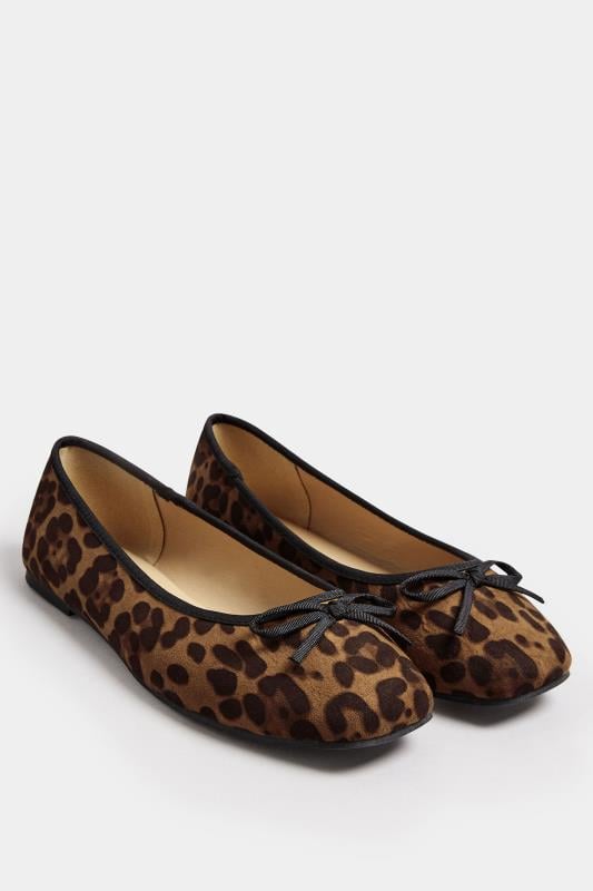 Brown Leopard Print Ballet Pumps In Extra Wide EEE Fit | Yours Clothing 2