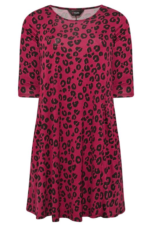 Plus Size Red Leopard Print Drape Pocket Dress | Yours Clothing 6
