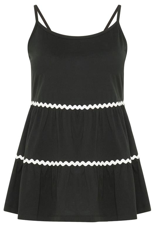 YOURS Plus Size Black Tiered Trim Vest Top | Yours Clothing 5