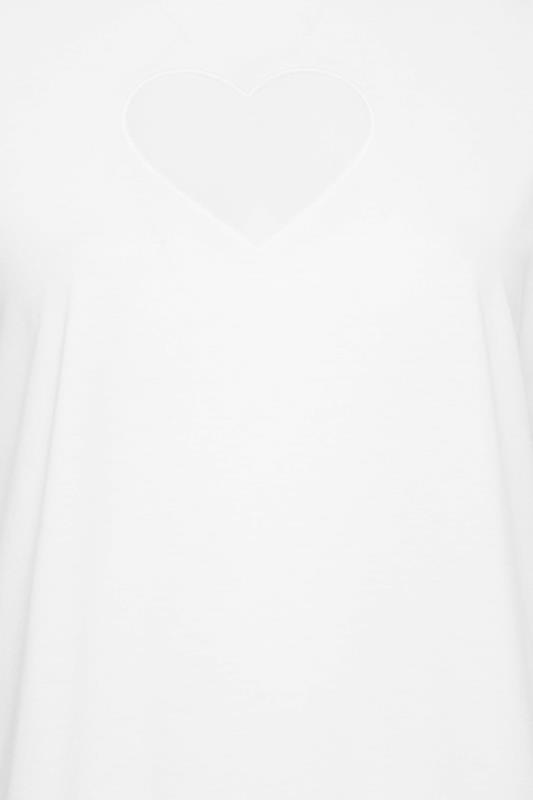 YOURS Plus Size White Heart Cut Out T-Shirt | Yours Clothing 5
