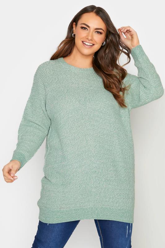 Plus Size  Mint Green Chunky Knitted Jumper
