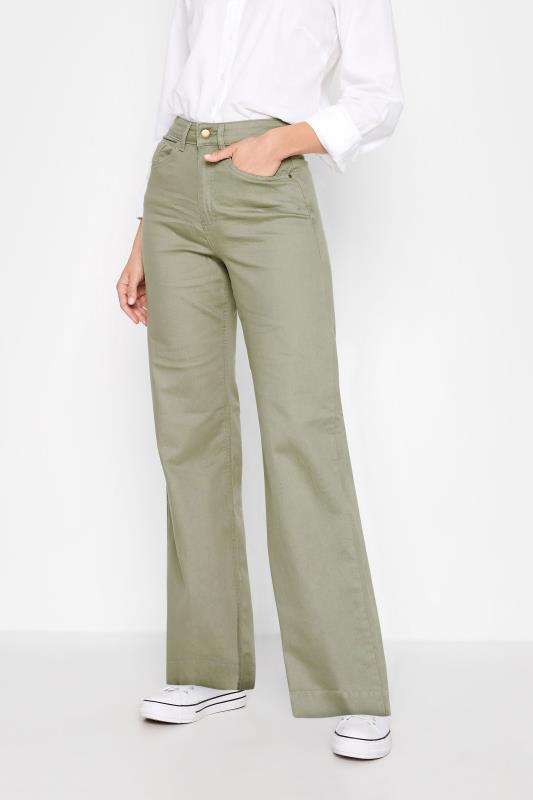 LTS Tall Women's Sage Green Denim Twill Wide Leg Jeans | Long Tall Sally 1