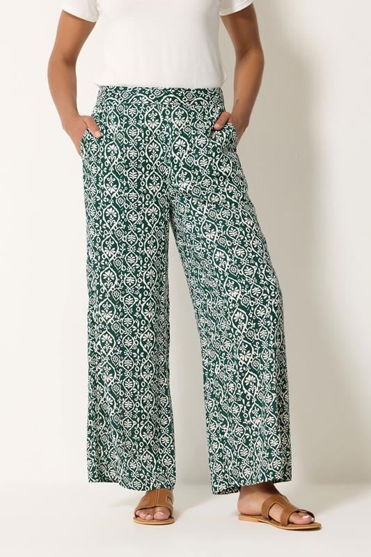  M&Co Pantalon large vert effet encre